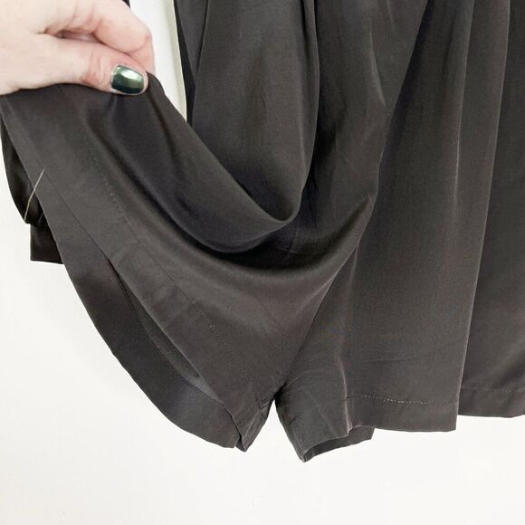 CLEARANCE - Charlie Jade Gray 100% Silk Long Sleeve Romper with Pockets - Picture 5 of 8